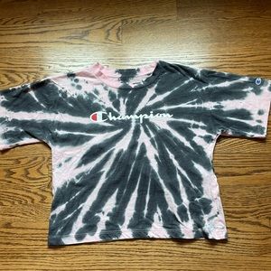 Kids cropped tie dye champion T-shirt